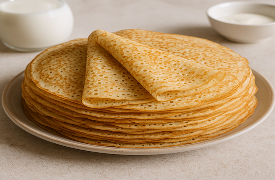 Млинці на молоці тонкі з дірочками